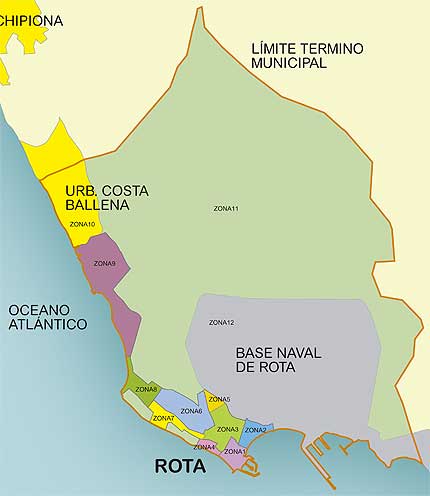 Municipio de Rota estructurado por zonas prácticas